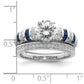 Rh-plated Polished Blue & CZ Engagement & Band Ring - WBC
