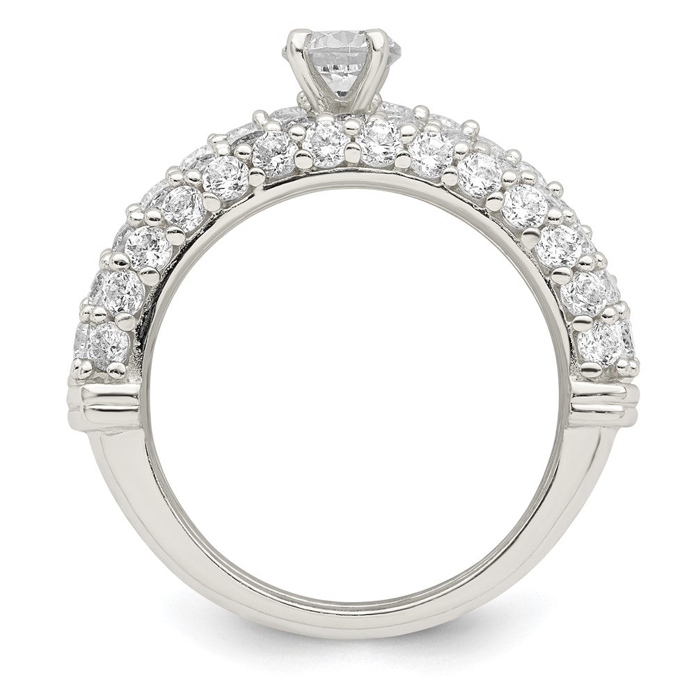 Polished Pave CZ Wedding Ring Set - WBC