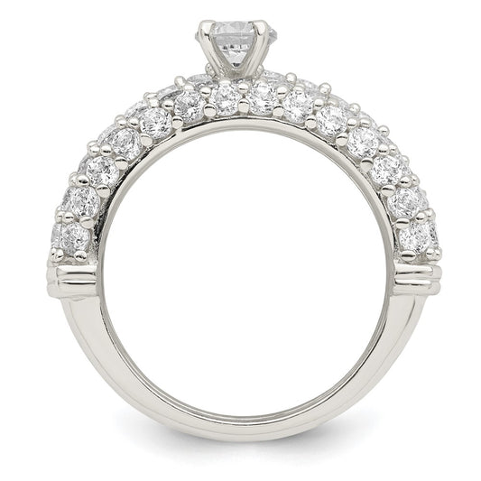 Polished Pave CZ Wedding Ring Set - WBC