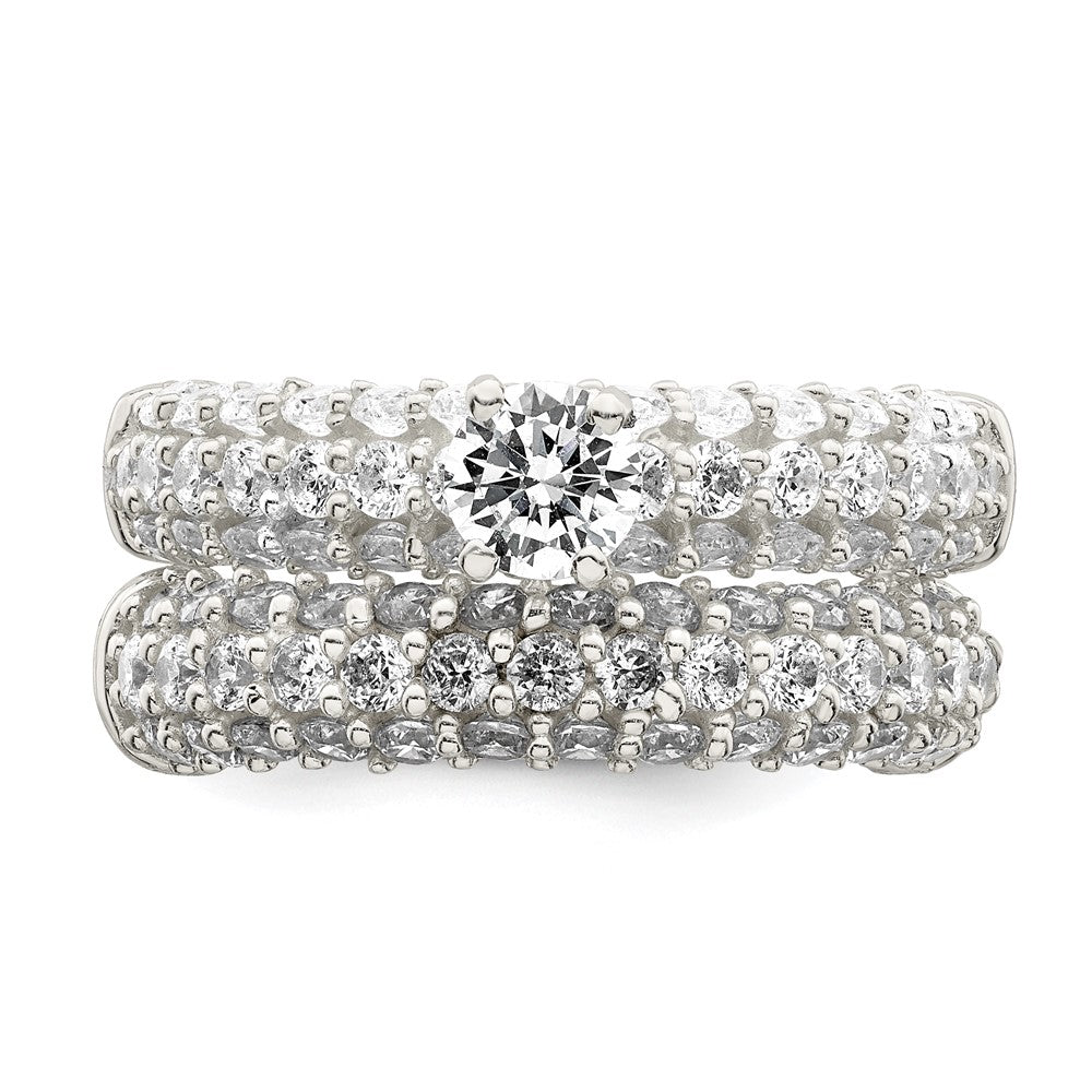 Polished Pave CZ Wedding Ring Set - WBC