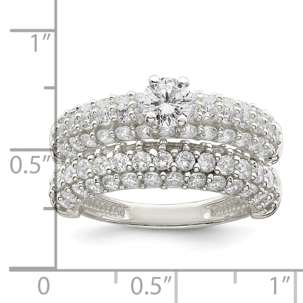 Polished Pave CZ Wedding Ring Set - WBC