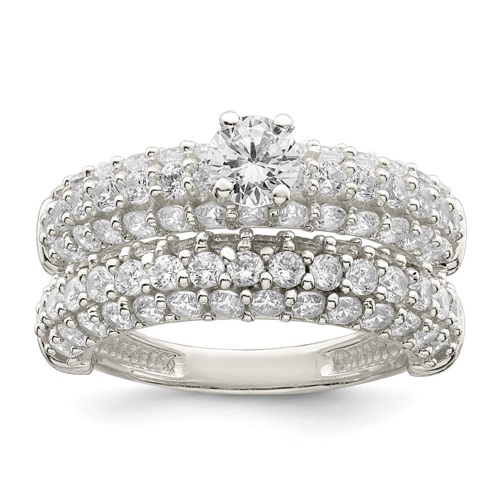Polished Pave CZ Wedding Ring Set - WBC
