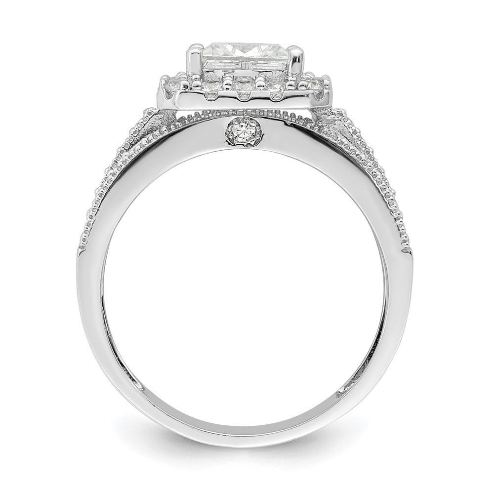 Rhodium plated CZ 3 piece Bridal Ring Set - WBC