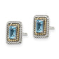 Shey Couture with Accent Antiqued Emerald-cut Blue Topaz Post Earrings - WBC