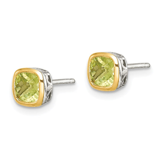 Shey Couture Rhodium-plated with Accent Peridot Square Stud Earrings - WBC