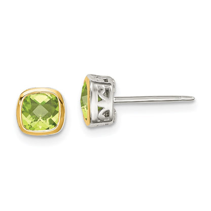 Shey Couture Rhodium-plated with Accent Peridot Square Stud Earrings - WBC