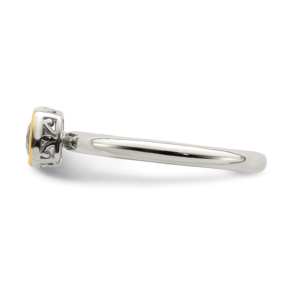 Shey Couture Rhodium-plated with Accent Polished Cushion-cut Topaz Ring - WBC