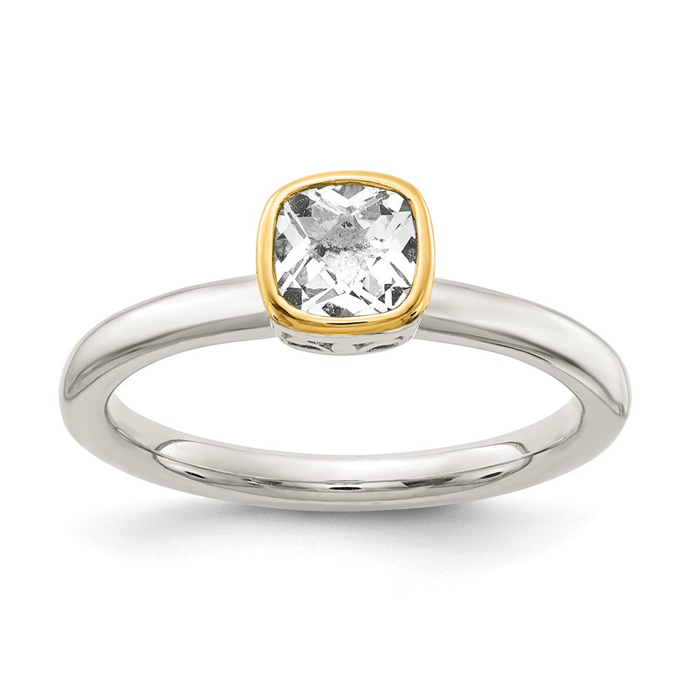 Shey Couture Rhodium-plated with Accent Polished Cushion-cut Topaz Ring - WBC
