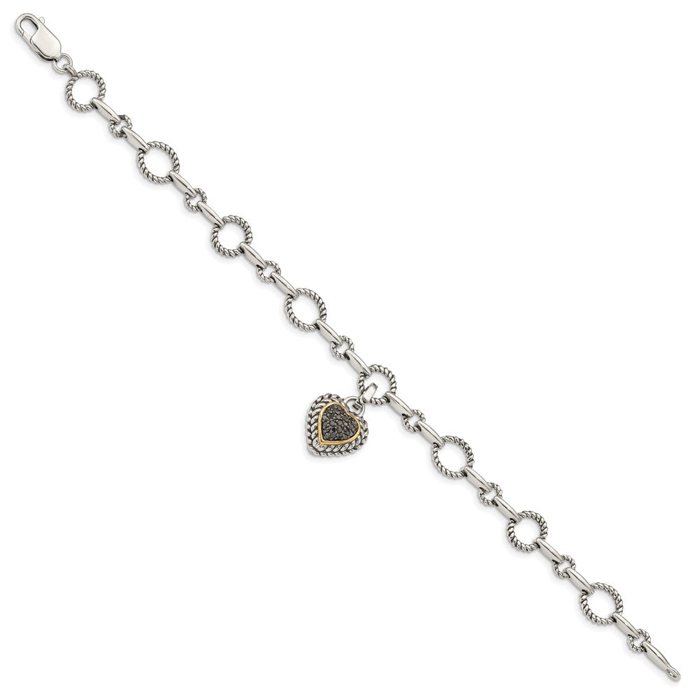Shey Couture with Accent Antiqued Black Diamond Heart Link Bracelet - WBC