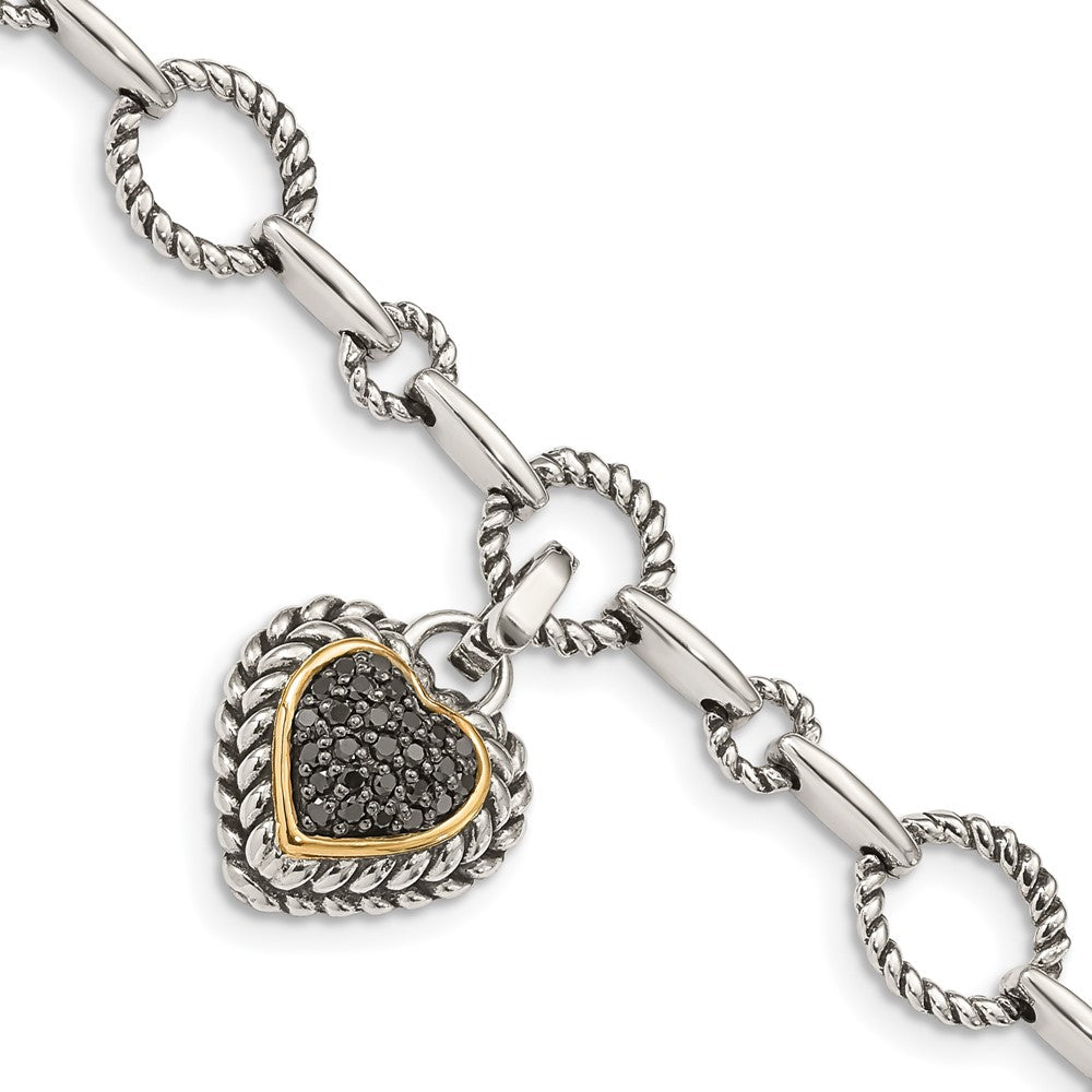 Shey Couture with Accent Antiqued Black Diamond Heart Link Bracelet - WBC
