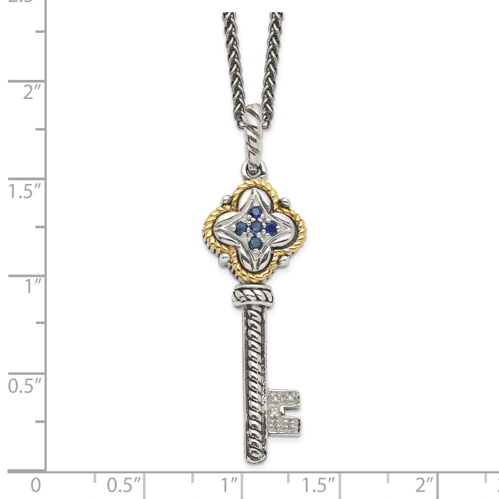 Shey Couture with Accent Antiqued Sapphire and Diamond Key Necklace - WBC