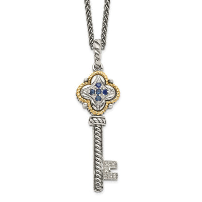 Shey Couture with Accent Antiqued Sapphire and Diamond Key Necklace - WBC