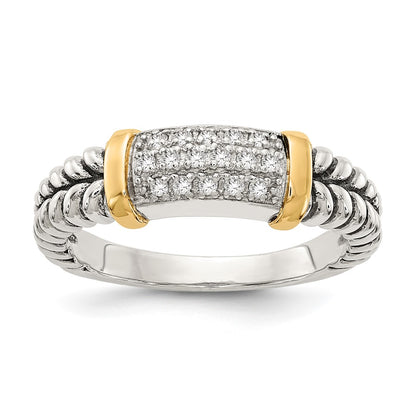 Shey Couture 14K Solid Gold Accent Antiqued Diamond Ring, 2–5mm Tapered