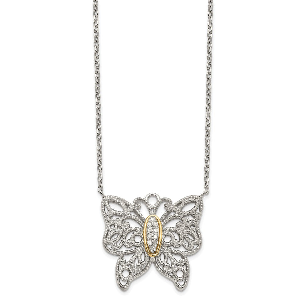 Shey Couture Rhodium-plated with Accent Diamond Butterfly Necklace - WBC