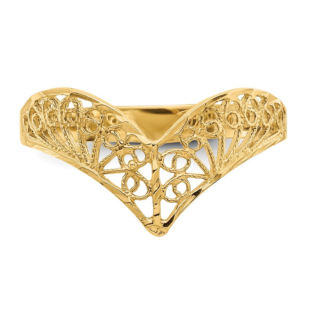 Diamond-Cut Filigree V-Shape Ring - WBC