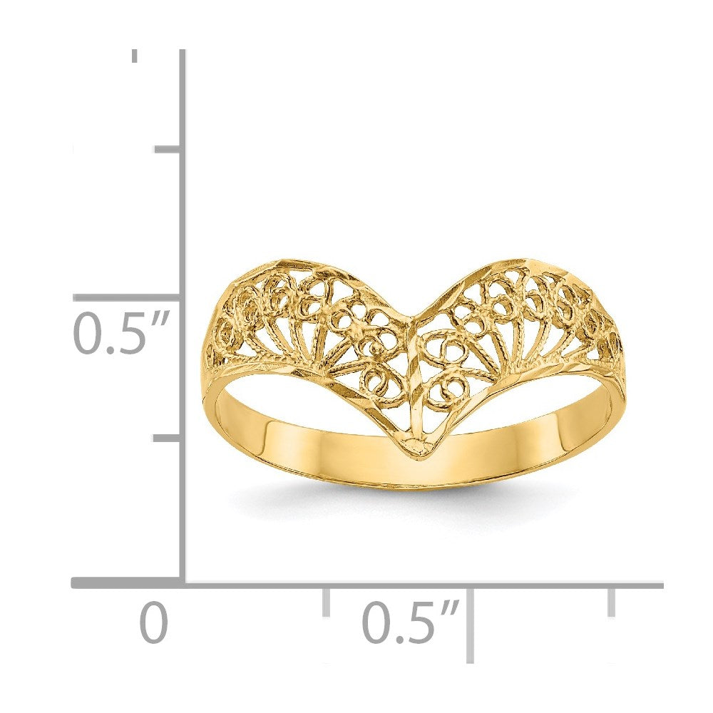 Diamond-Cut Filigree V-Shape Ring - WBC