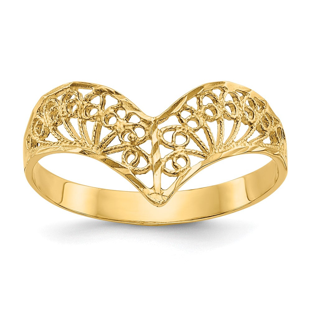 Diamond-Cut Filigree V-Shape Ring - WBC
