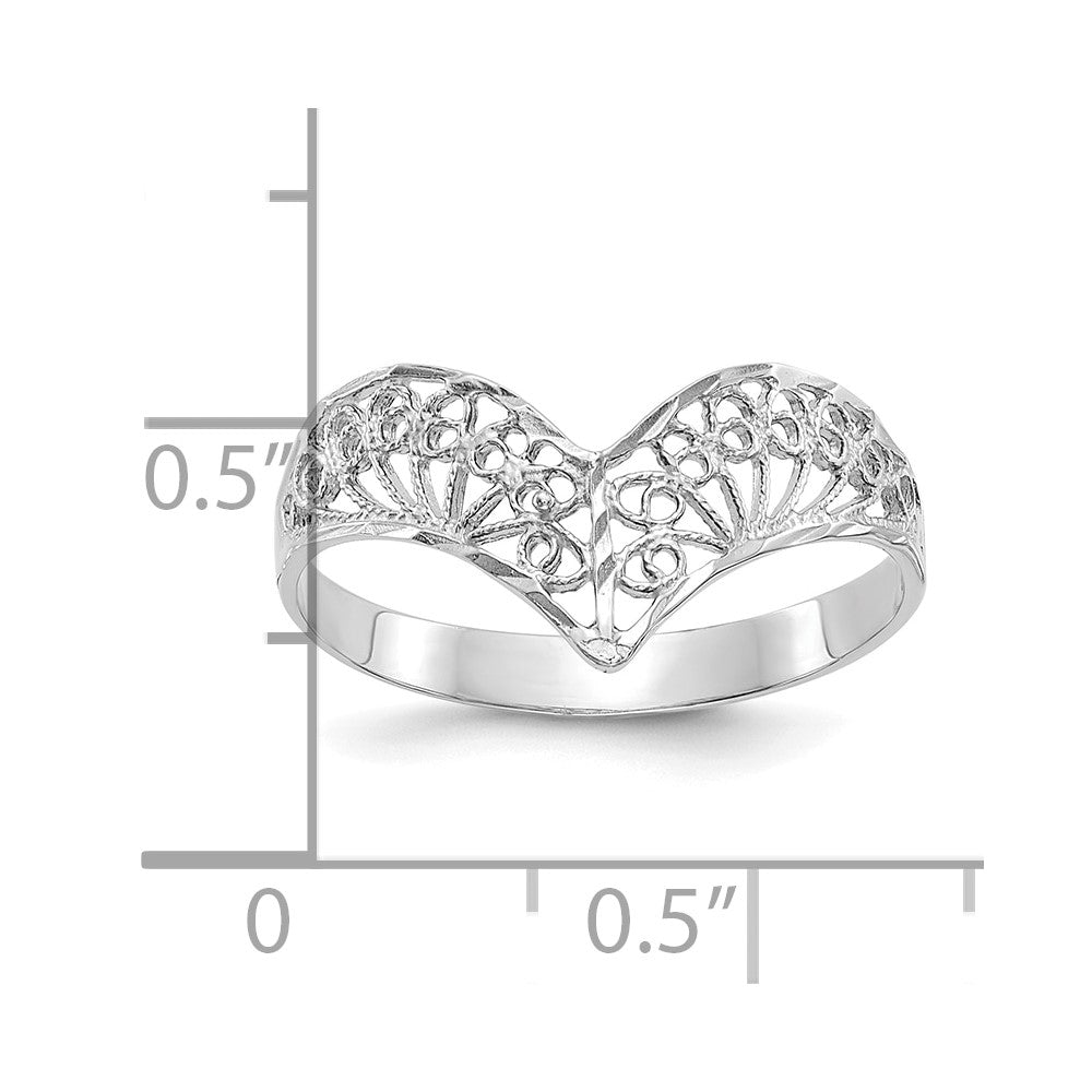 Diamond-Cut Filigree V-Shape Ring - WBC
