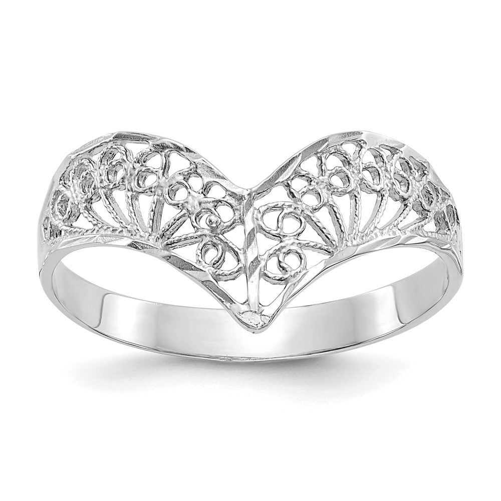 Diamond-Cut Filigree V-Shape Ring - WBC