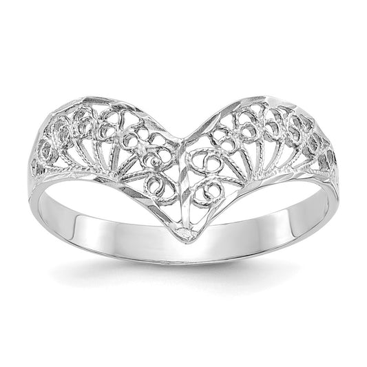 Diamond-Cut Filigree V-Shape Ring - WBC