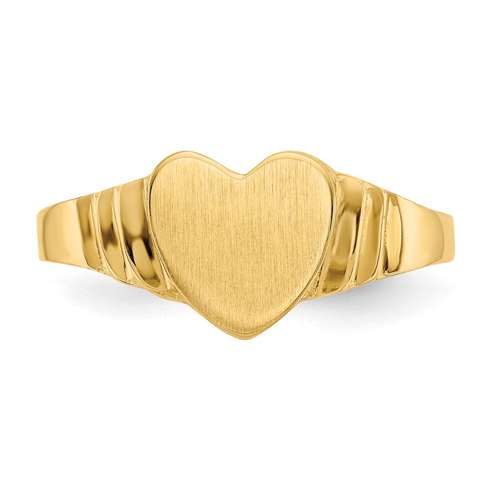 Satin Closed Back Childs Heart Signet Ring - WBC