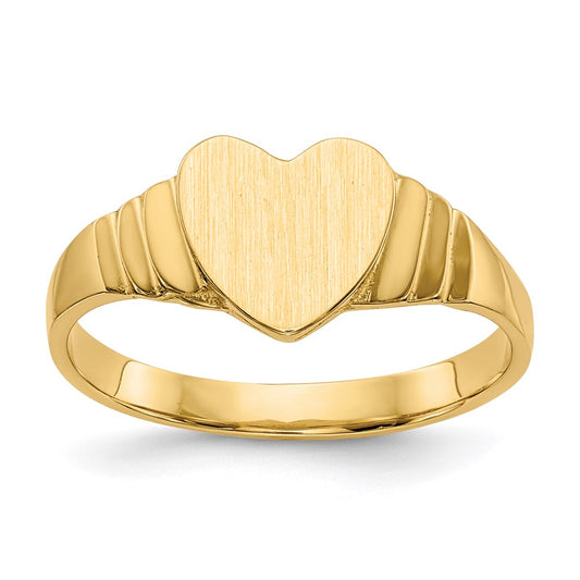 Satin Closed Back Childs Heart Signet Ring - WBC
