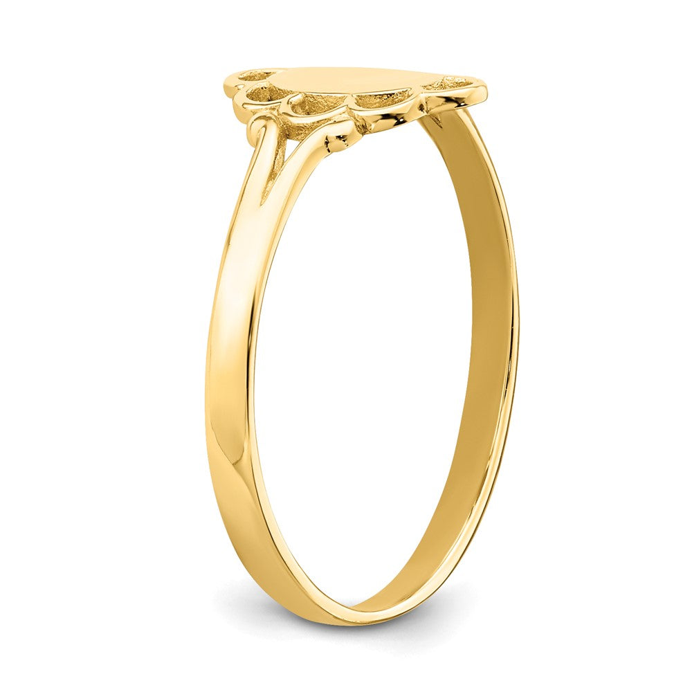 Closed Back Childs Polished Center Filigree Oval Signet Ring - WBC