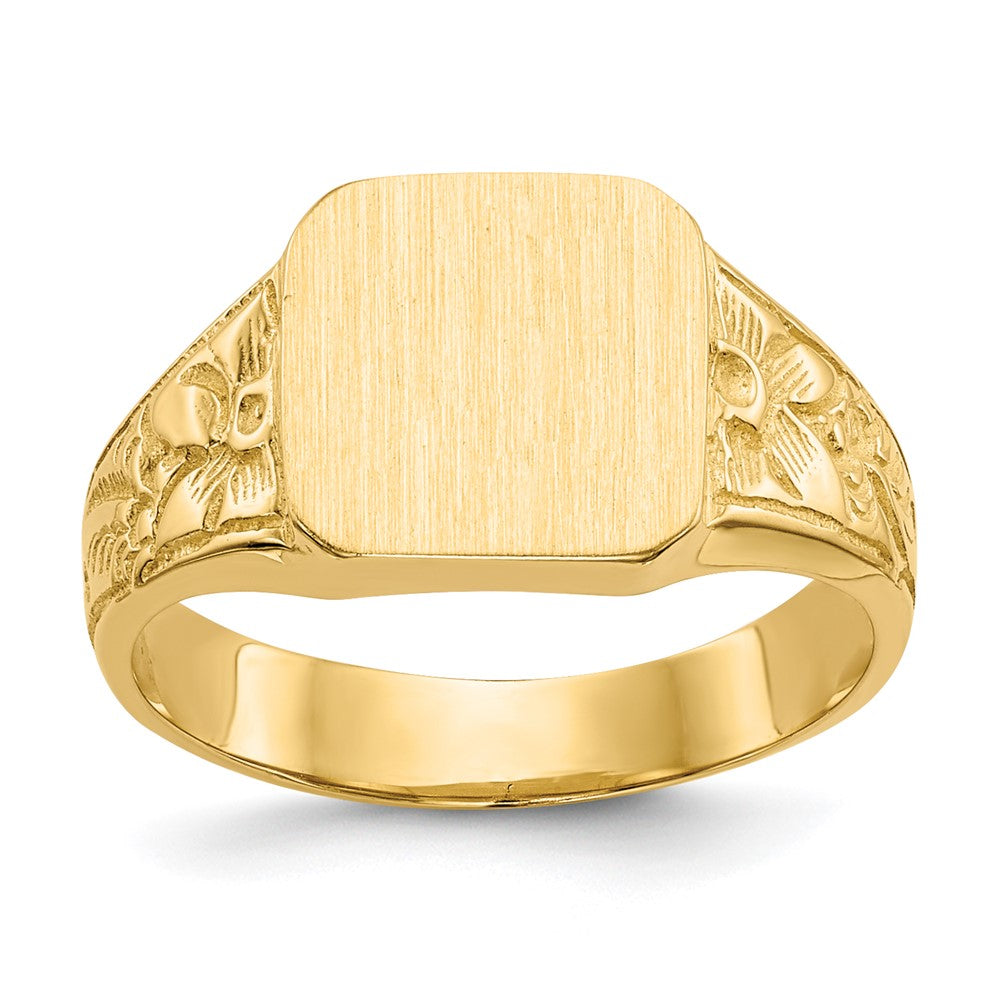 Polished Closed Back Childs Square Signet Ring - WBC