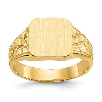 Polished Closed Back Childs Square Signet Ring - WBC
