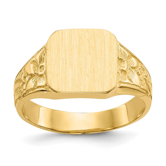 Polished Closed Back Childs Square Signet Ring - WBC