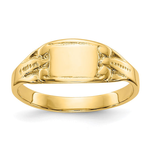 Polished Closed Back Baby Rectangular Signet Ring - WBC