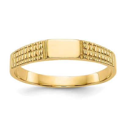Polished Closed Back Childs Rectangular Signet Ring - WBC