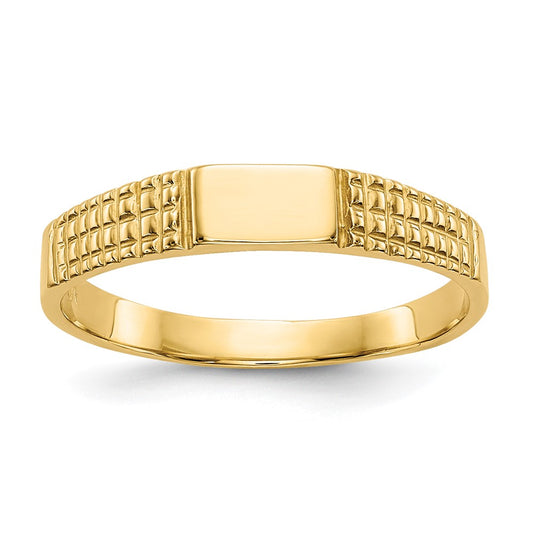 Polished Closed Back Childs Rectangular Signet Ring - WBC