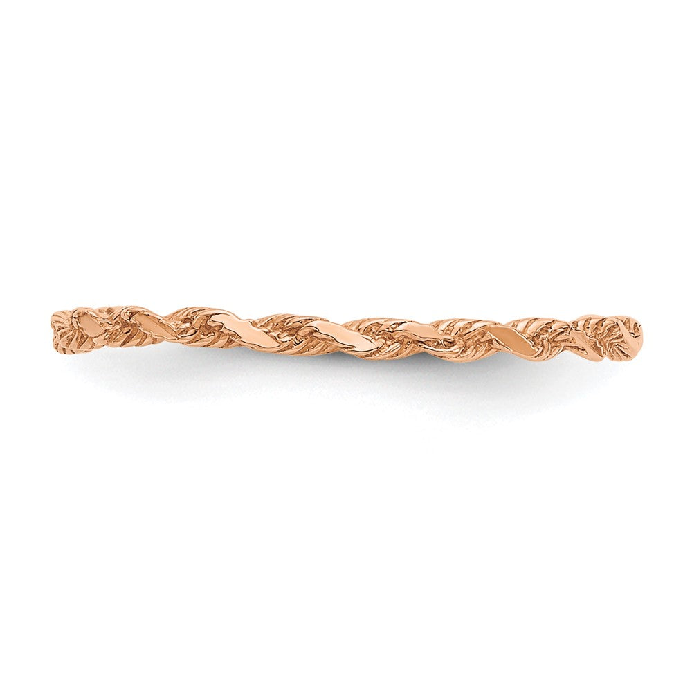 Diamond-cut Textured Rope Band Ring - WBC
