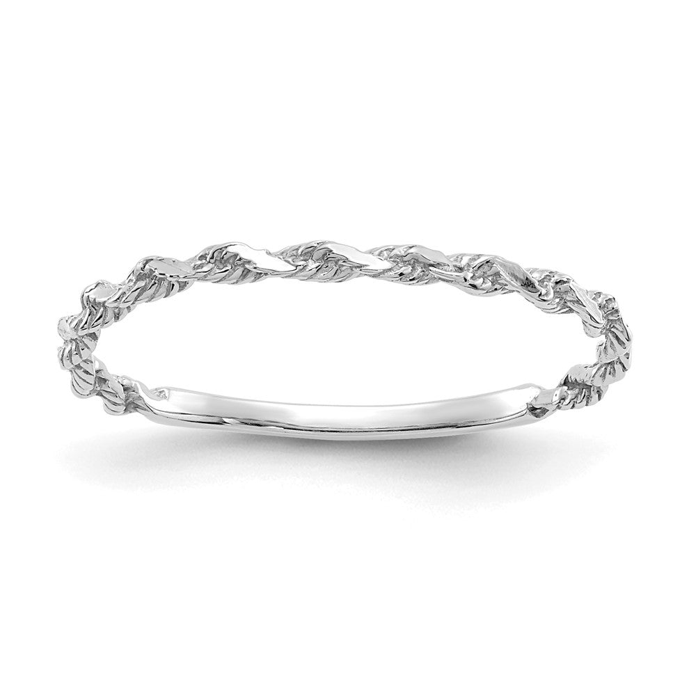Diamond-cut Textured Rope Band Ring - WBC
