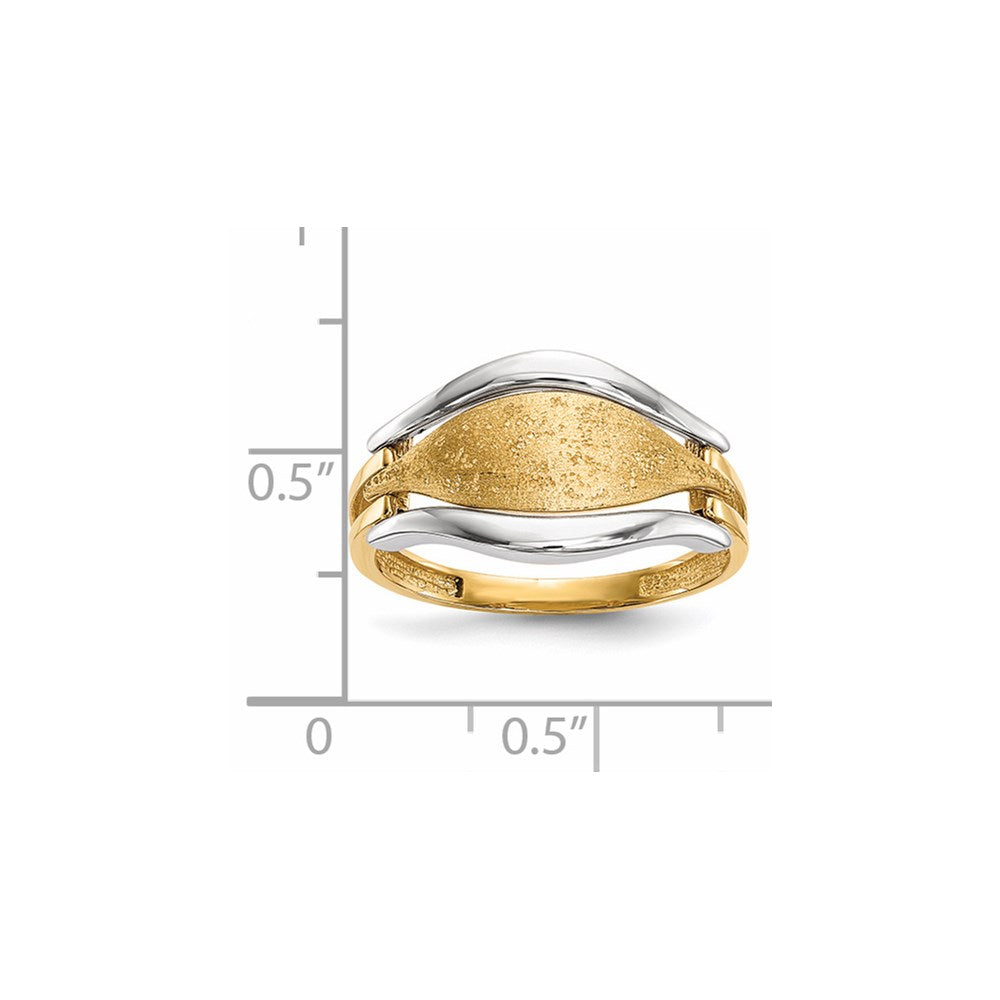 Two-tone Polished and Textured Curve Ring - WBC