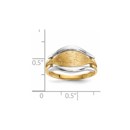 Two-tone Polished and Textured Curve Ring - WBC