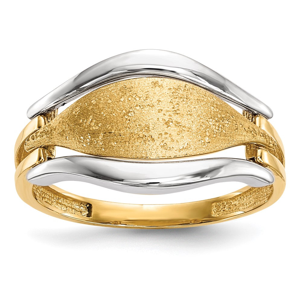 Two-tone Polished and Textured Curve Ring - WBC