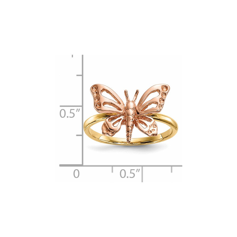 Two-tone Polished Butterfly Ring - WBC