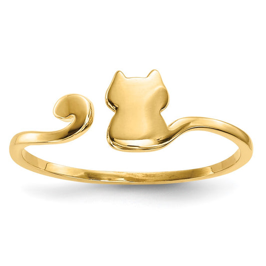 Polished Cat Adjustable Cuff Ring - WBC