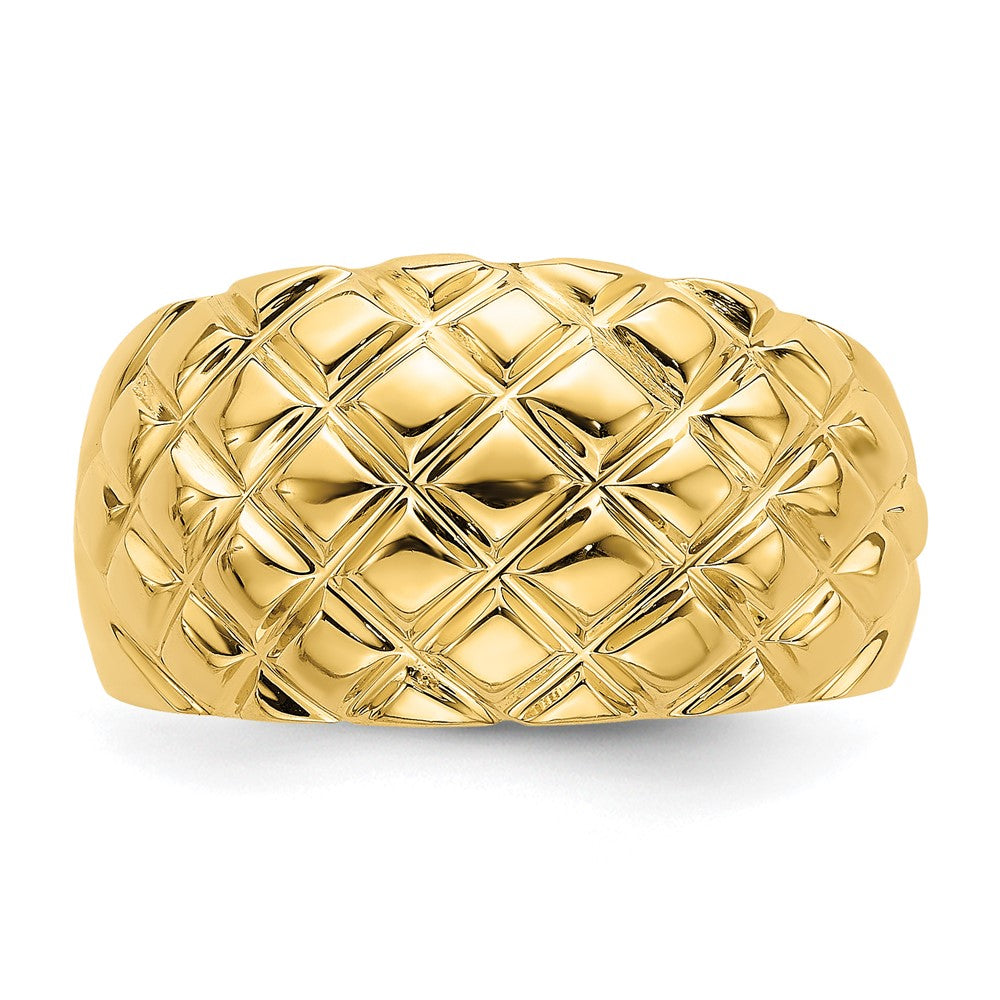 Polished Basket Weave Pattern Dome Ring - WBC