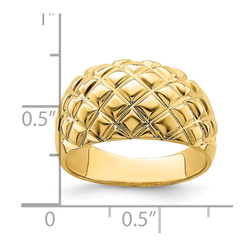 Polished Basket Weave Pattern Dome Ring - WBC