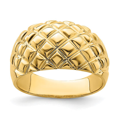 Polished Basket Weave Pattern Dome Ring - WBC