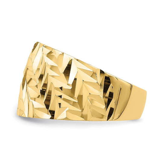 14K Gold Diamond-cut Arrow Slash Dome Ring