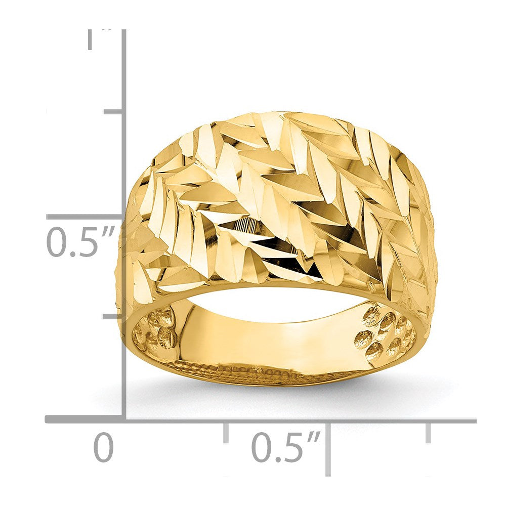 Diamond-cut Arrow Slash Dome Ring - WBC