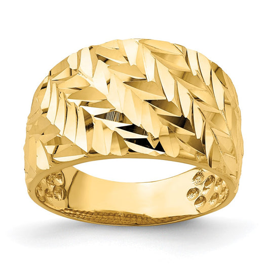 Diamond-cut Arrow Slash Dome Ring - WBC