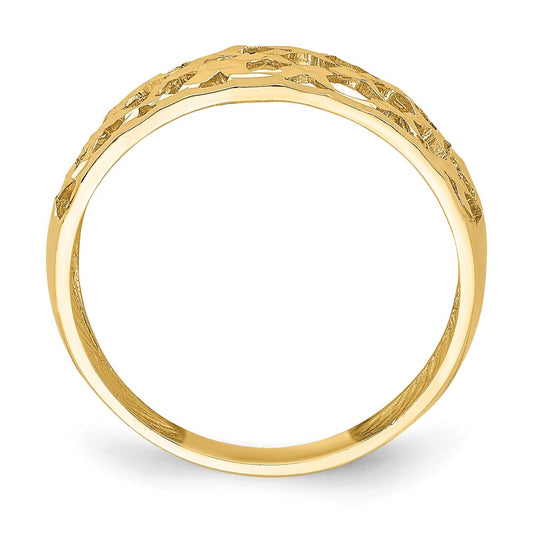 Solid Diamond-cut Woven Pattern Dome Ring - WBC