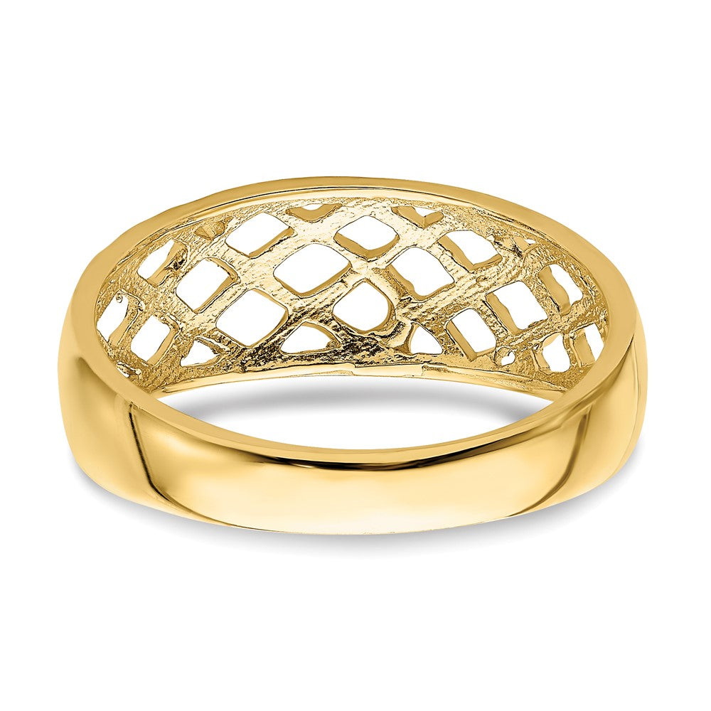 Solid Diamond-cut Woven Pattern Dome Ring - WBC