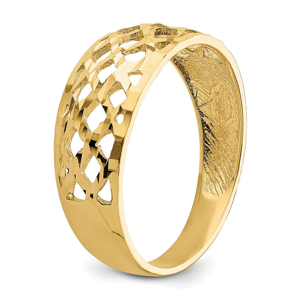 Solid Diamond-cut Woven Pattern Dome Ring - WBC