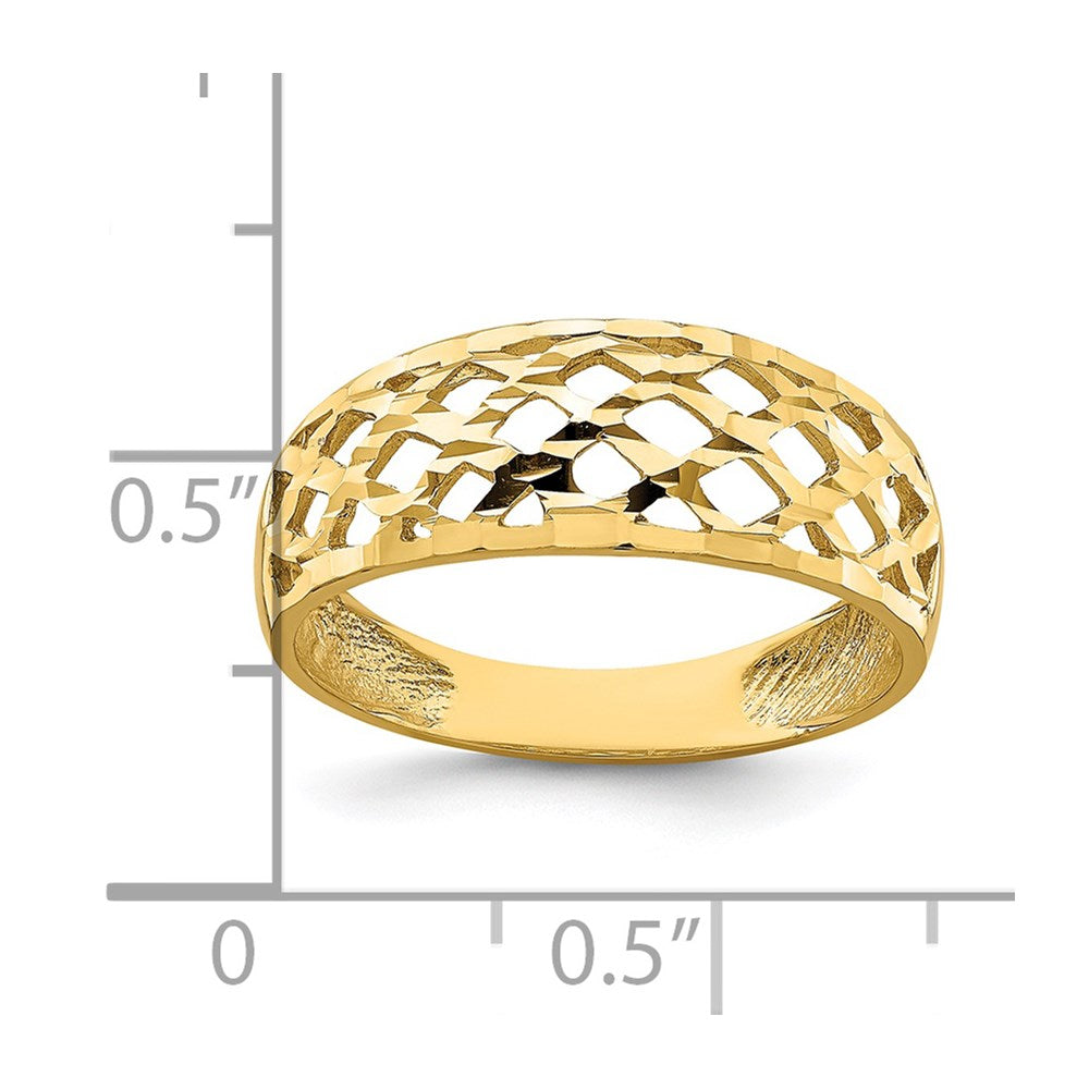 Solid Diamond-cut Woven Pattern Dome Ring - WBC